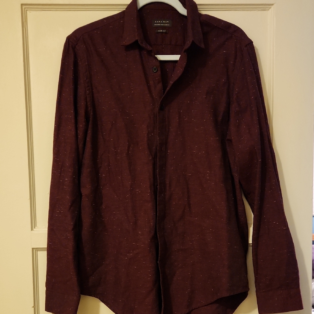 Banana Republic Dark Red Casual Button-Down Shirt